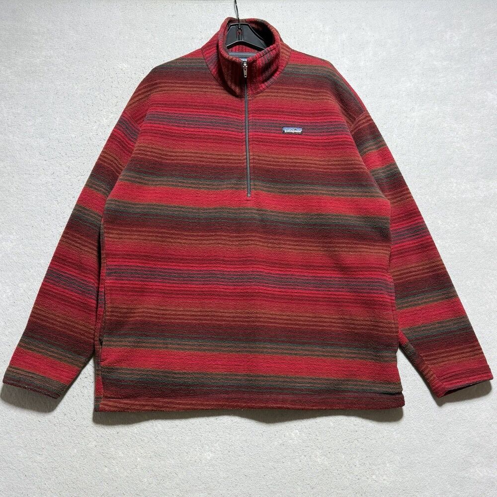 Vintage Patagonia Synchilla Pullover Fleece Men XL 1999 Red Striped Quarter Zip